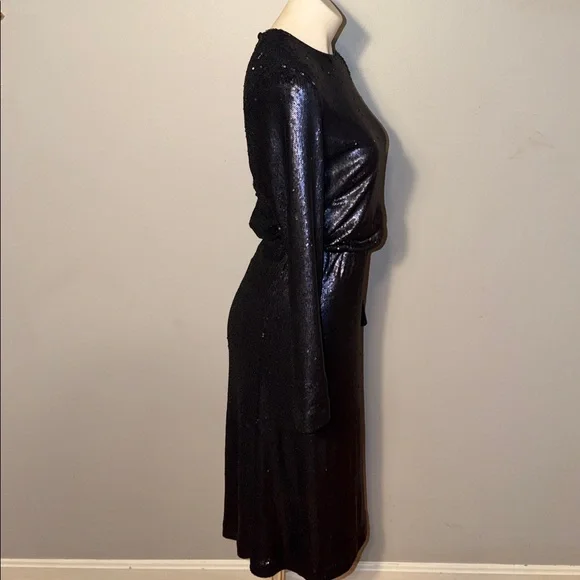 Dress the Population ladies Jean sequin long sleeve Dress in Navy. Small. NWT - Picture 6 of 12